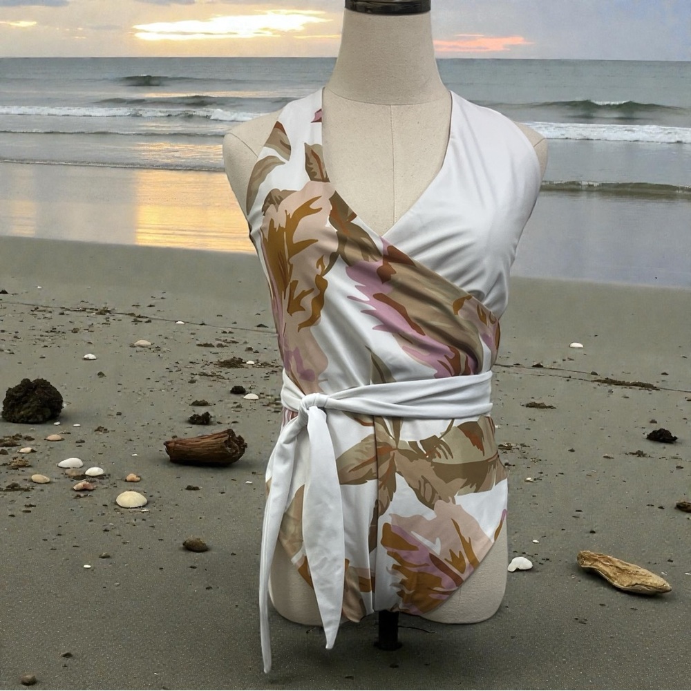****LIKE NEW*** BAIIA White and Multicolor Wrap Swimsuit